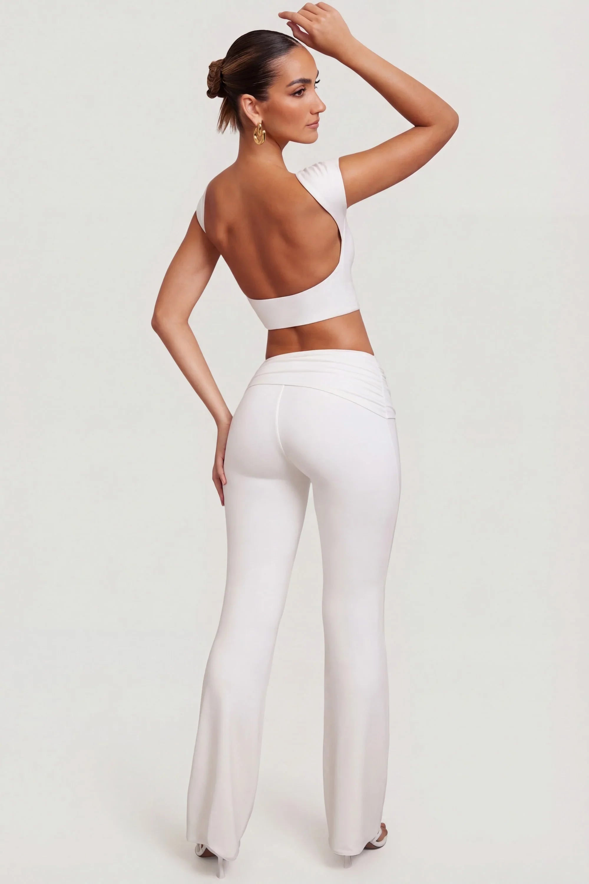 Mid Rise Straight Leg Trousers in White