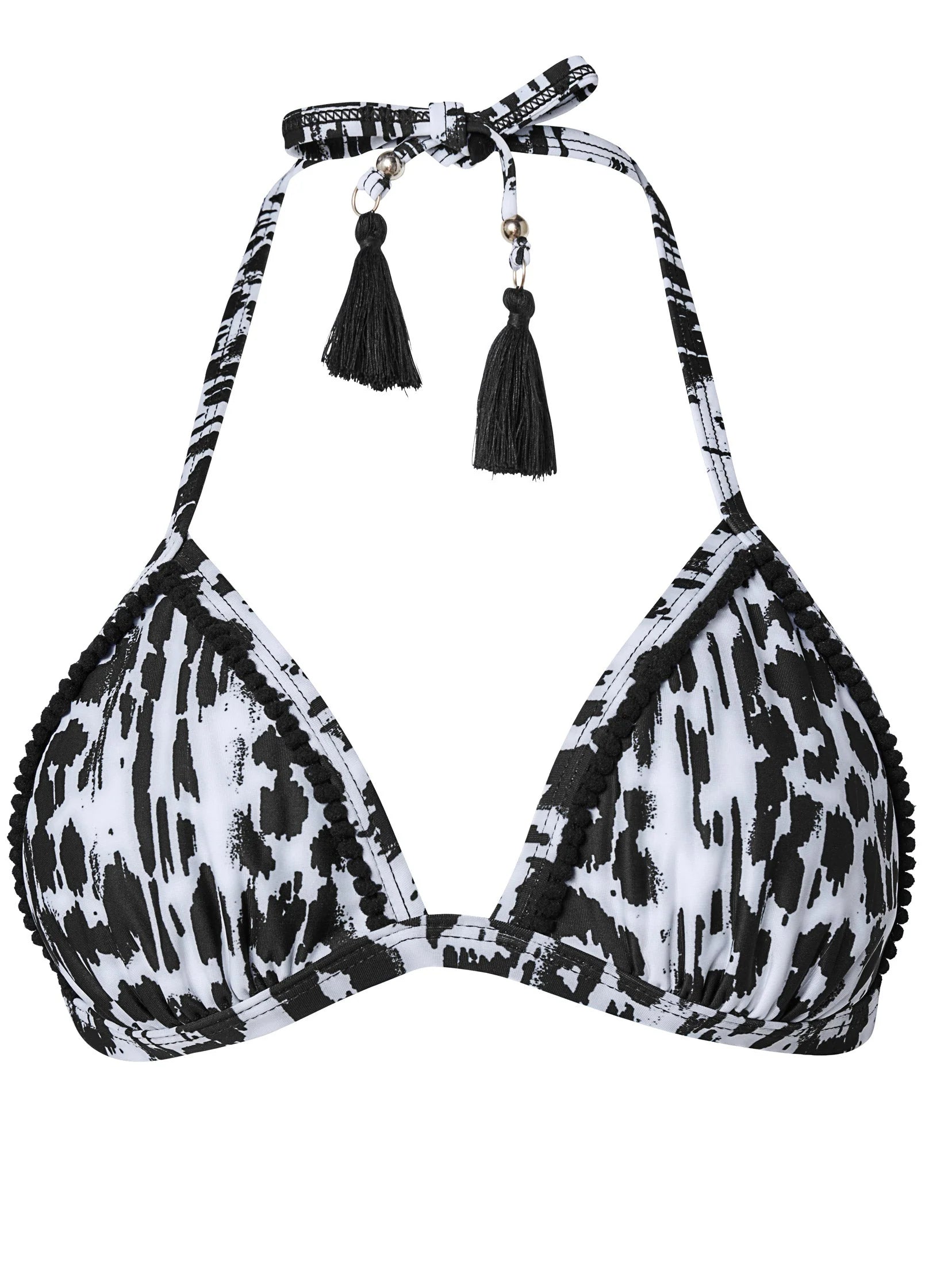 POM POM TRIANGLE BIKINI TOP Alluring Leopard