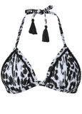 POM POM TRIANGLE BIKINI TOP Alluring Leopard