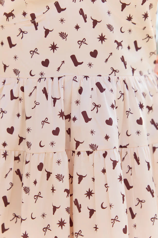 Shari Western Print Satin Dress