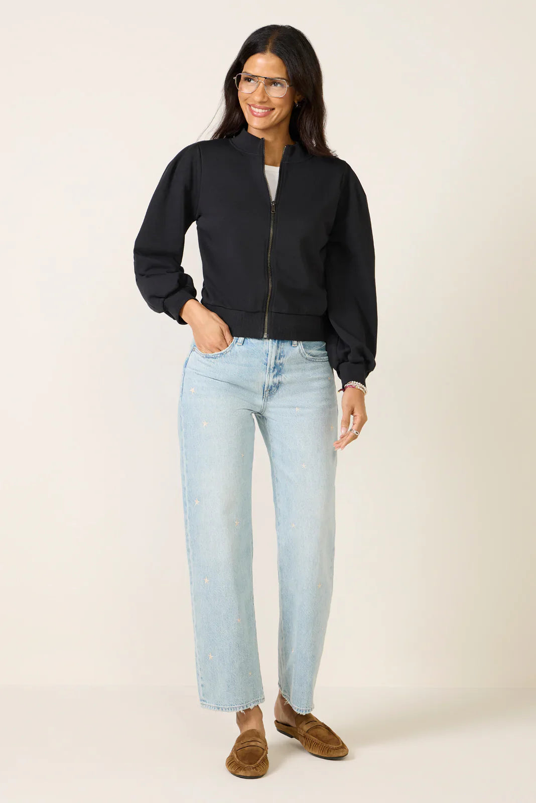 Jaci Puff Zip Up Top