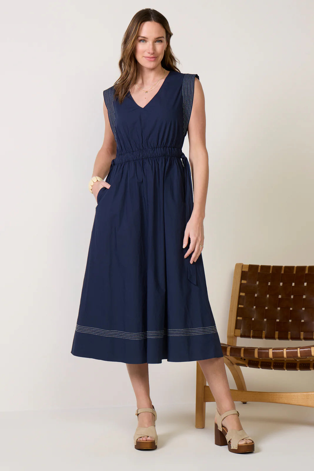 Whitley Contrast Stitch Midi Dress