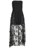 Sequin Applique Overlay Romper Jet Black