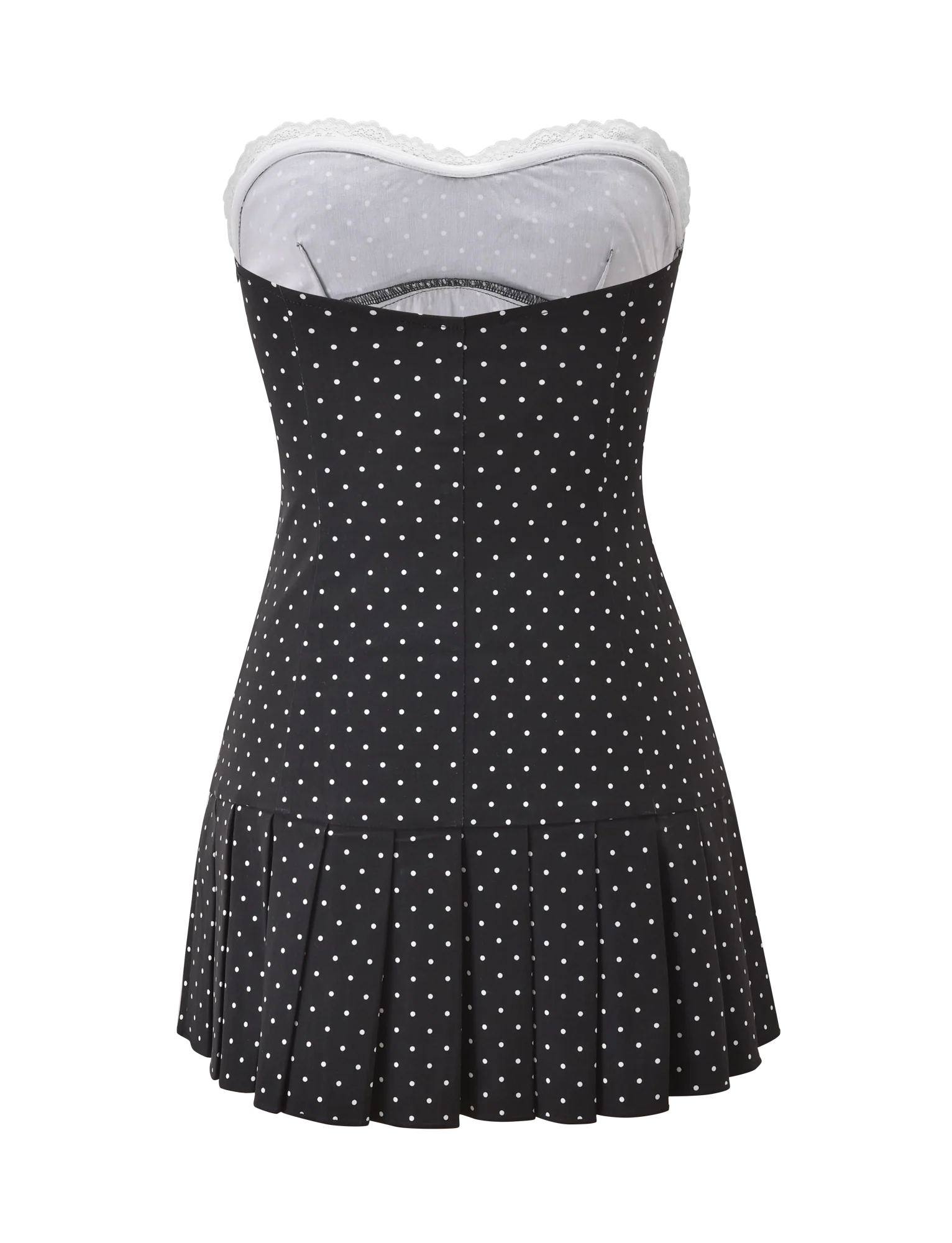 KITTIE LACE PLEAT DRESS BLACK DOT