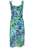 Ruffle Detail Midi Dress Ombre Block Leaves