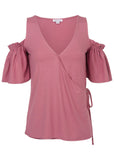 Cold Shoulder Wrap Blouse Heather Rose