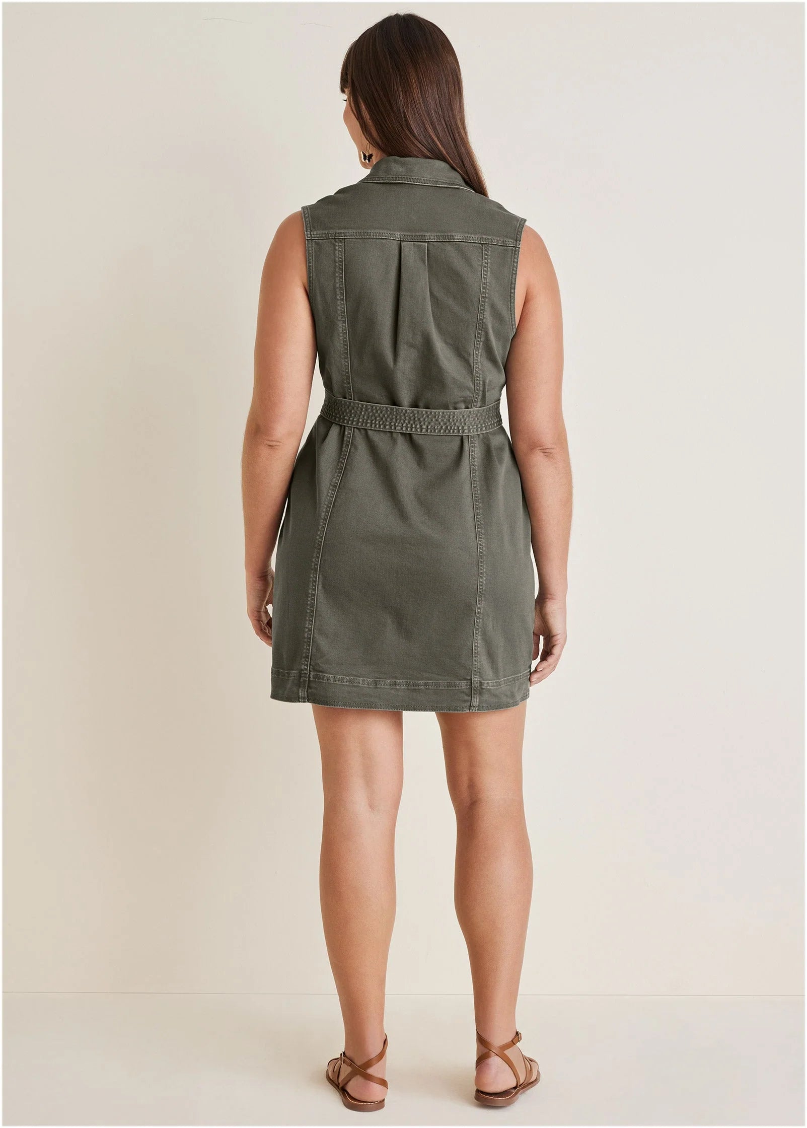 Colored Twill Utility Dress Olive