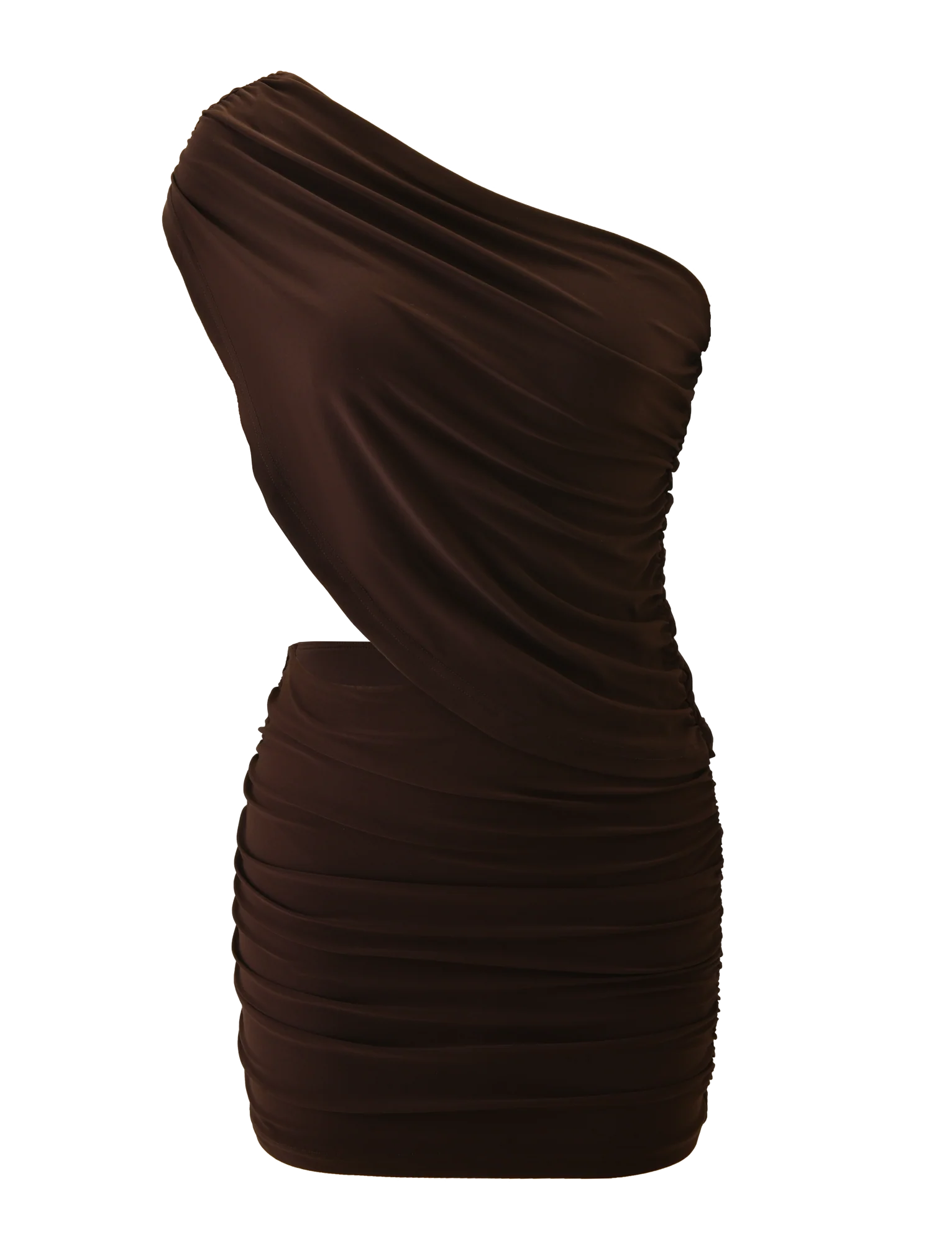 RYLAND DRAPED MINI DRESS CHOCOLATE