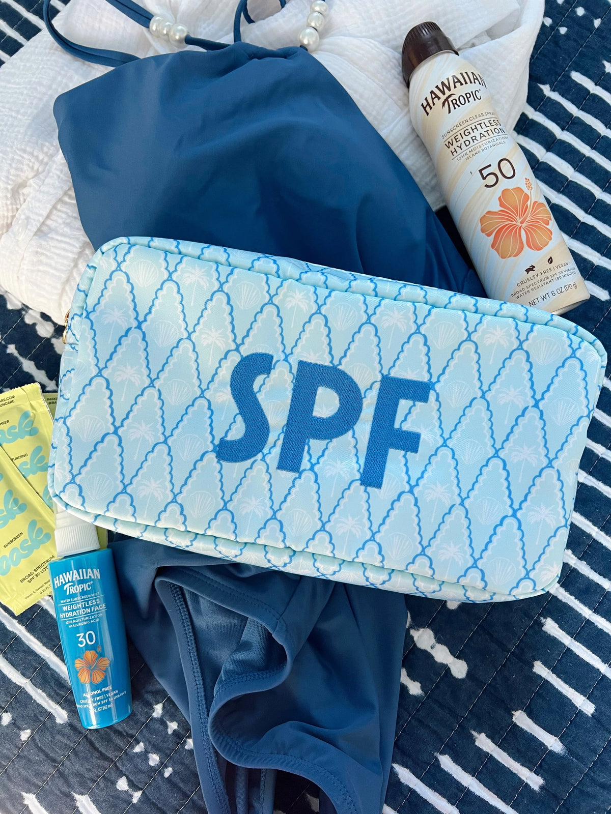KenzKustomz Blue Palms Large Bag SPF