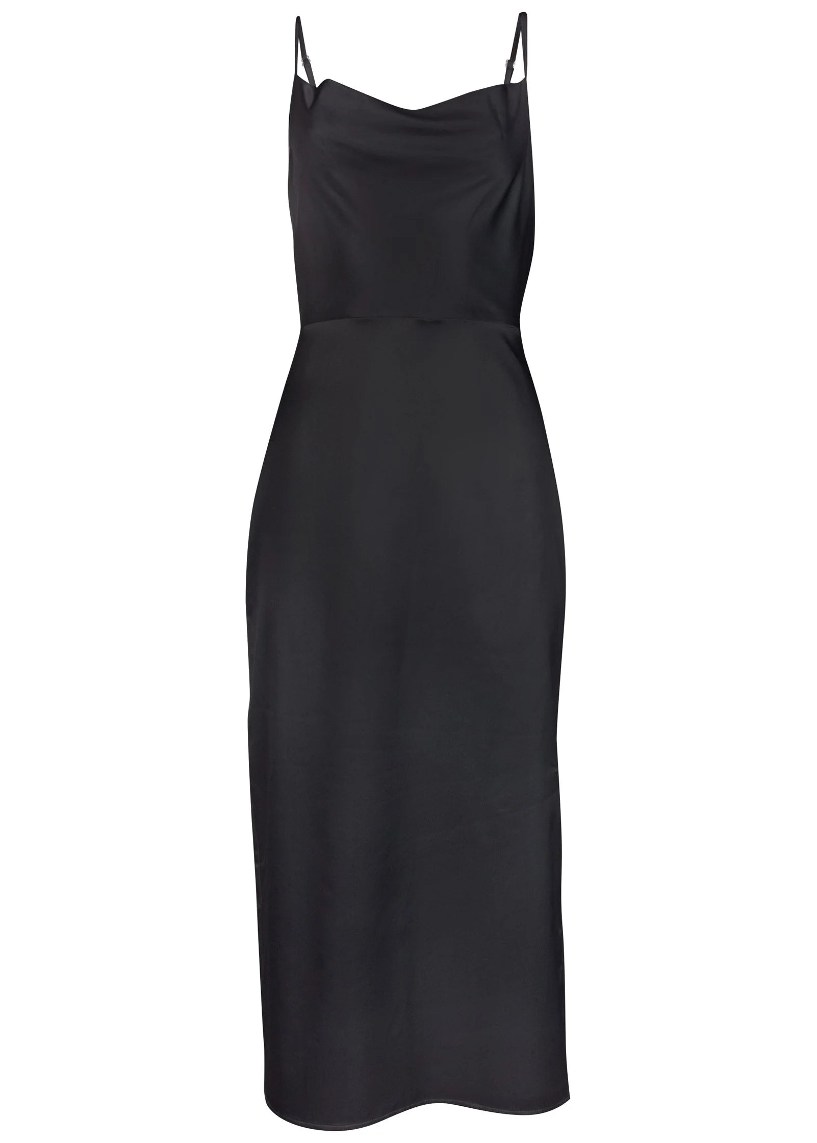 Cowl Neck Slip Dress Jet Black
