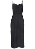 Cowl Neck Slip Dress Jet Black