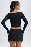 Modal Cut Out Button Detail Top in Black