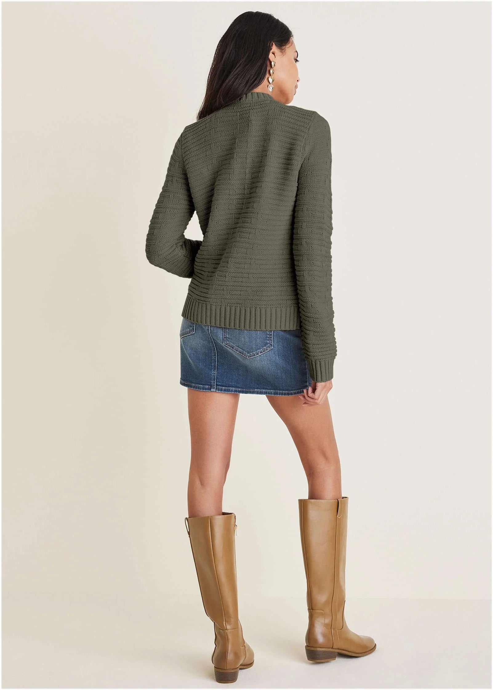 Button Detail Cardigan Olive