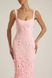 Embellished Appliqué Soft Scoop Corset Gown in Pink