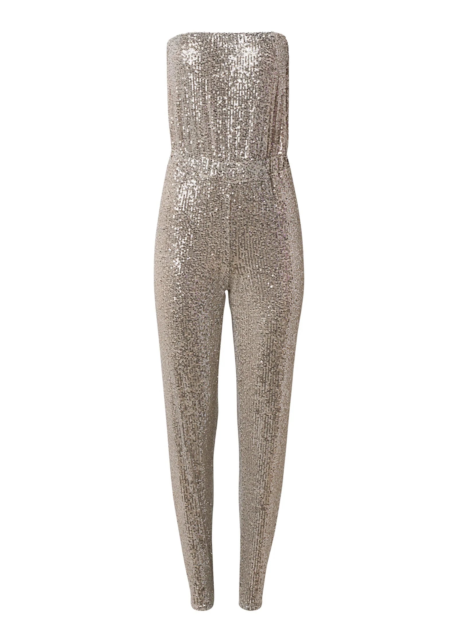Strapless Sequin Jumpsuit Champagne