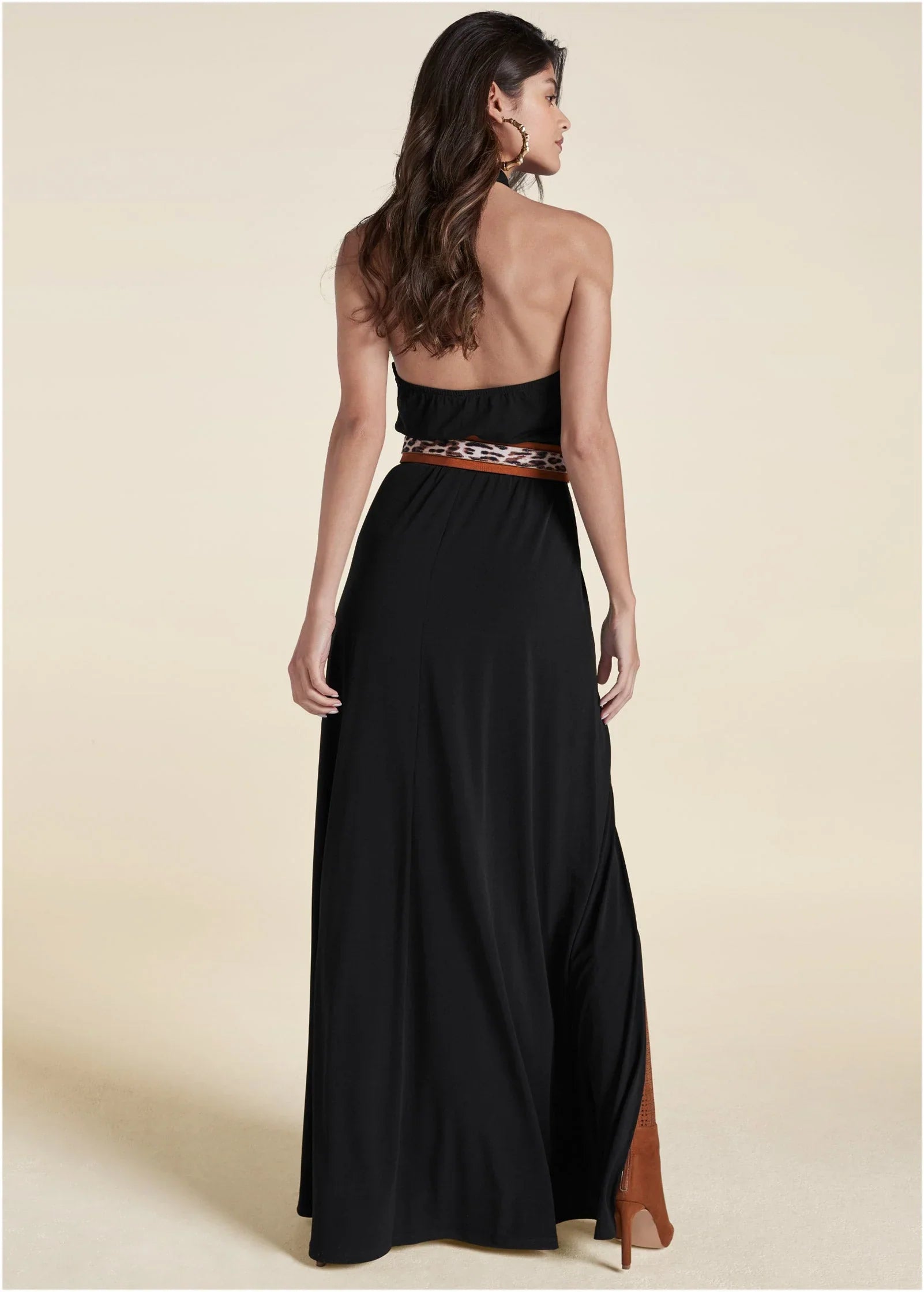 Cross Neck Halter Dress Black