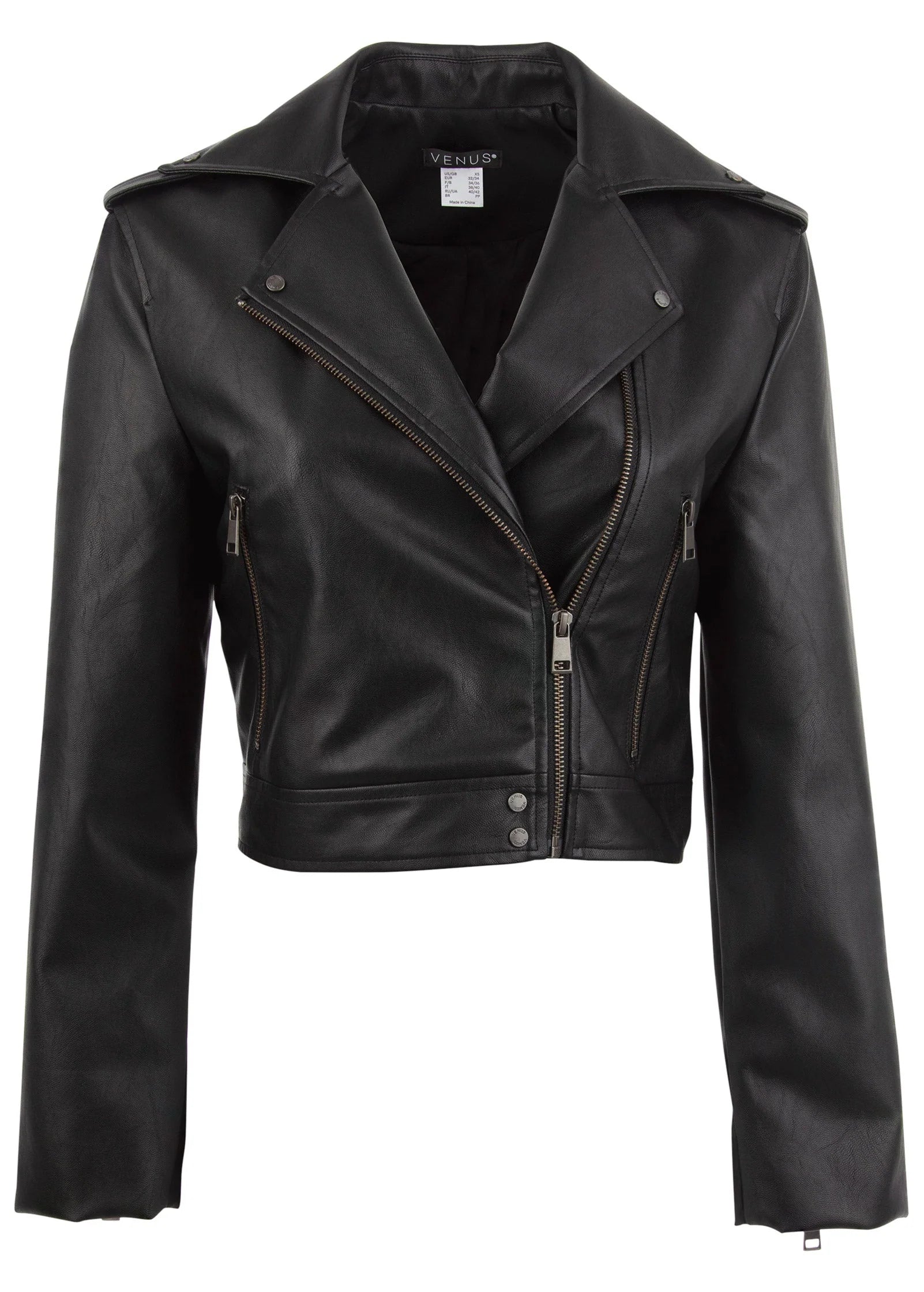 Faux Leather Moto Jacket Jet Black