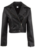 Faux Leather Moto Jacket Jet Black