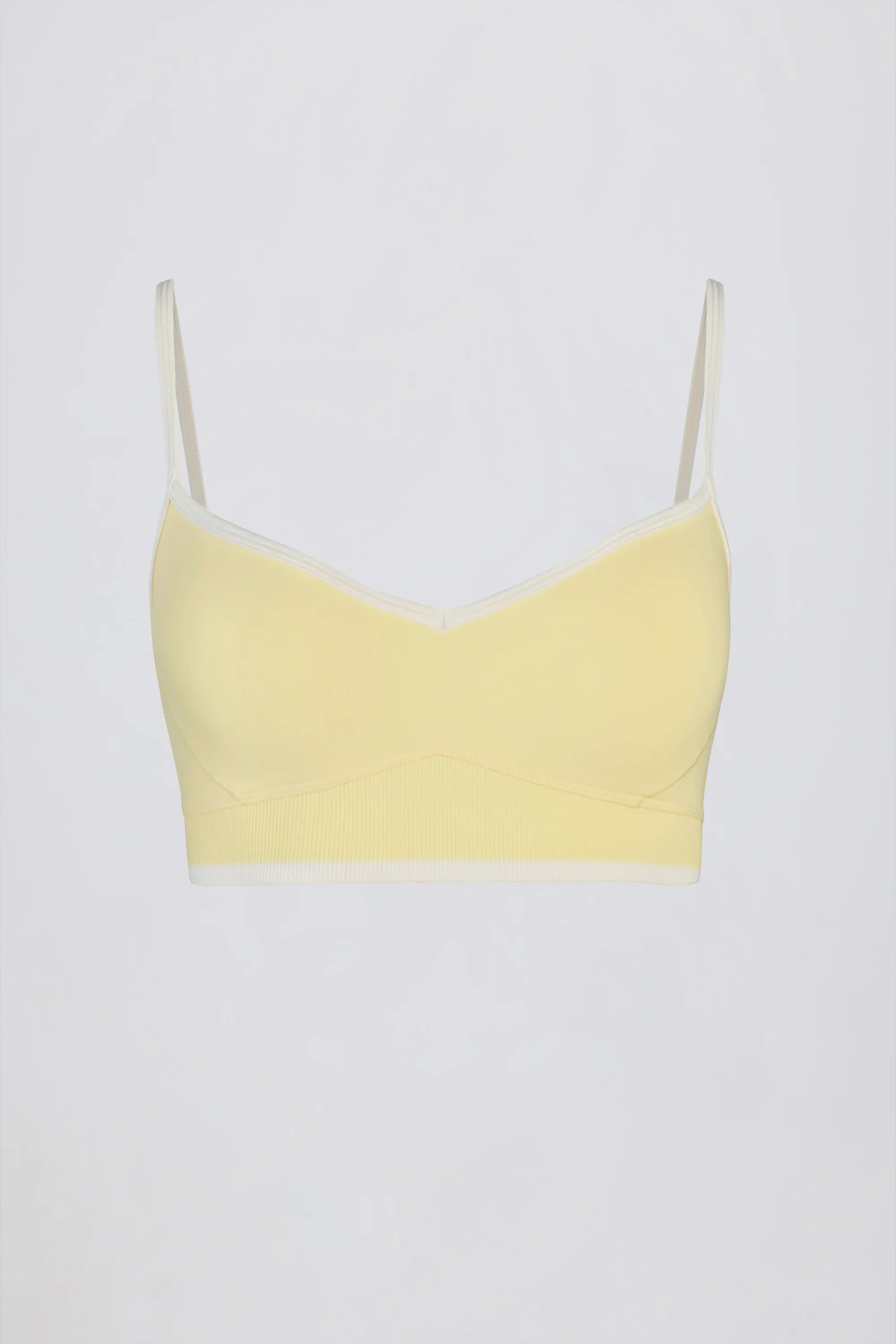 Soft Active Sweetheart Neck Contrast Sports Bra in Lemon