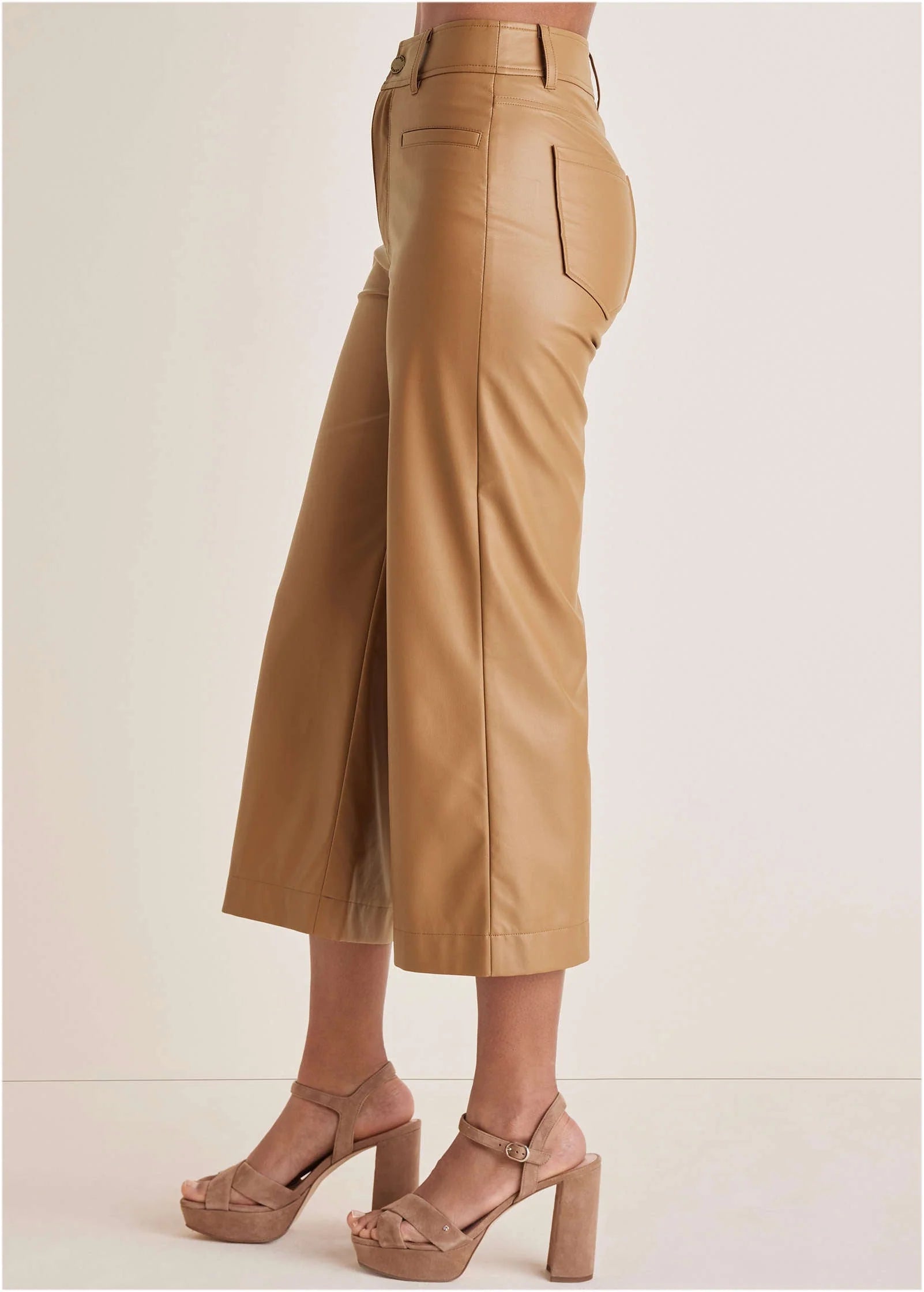 Wide Leg Faux Leather Pants Tobacco Brown