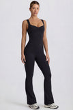 Soft Active Cut Out Back Jumpsuit in Black