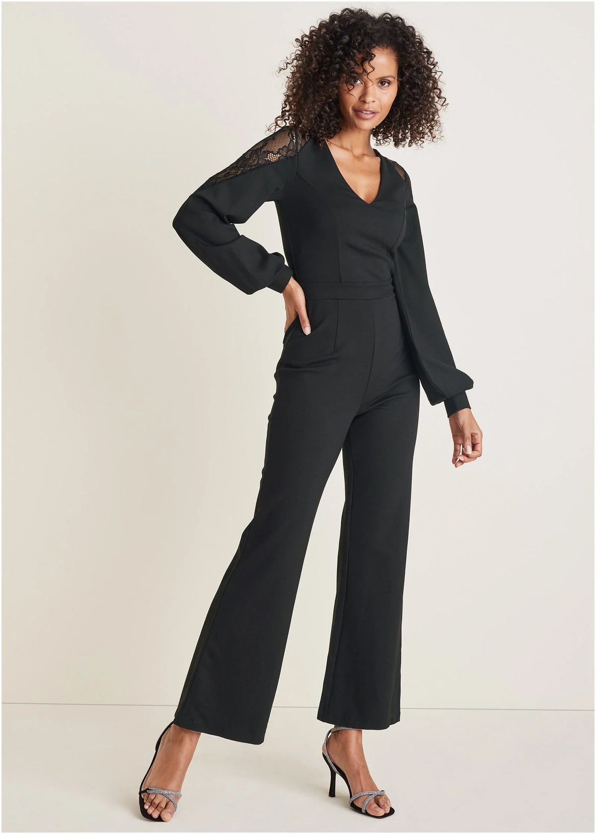 Ponte Lace Detail Jumpsuit Jet Black
