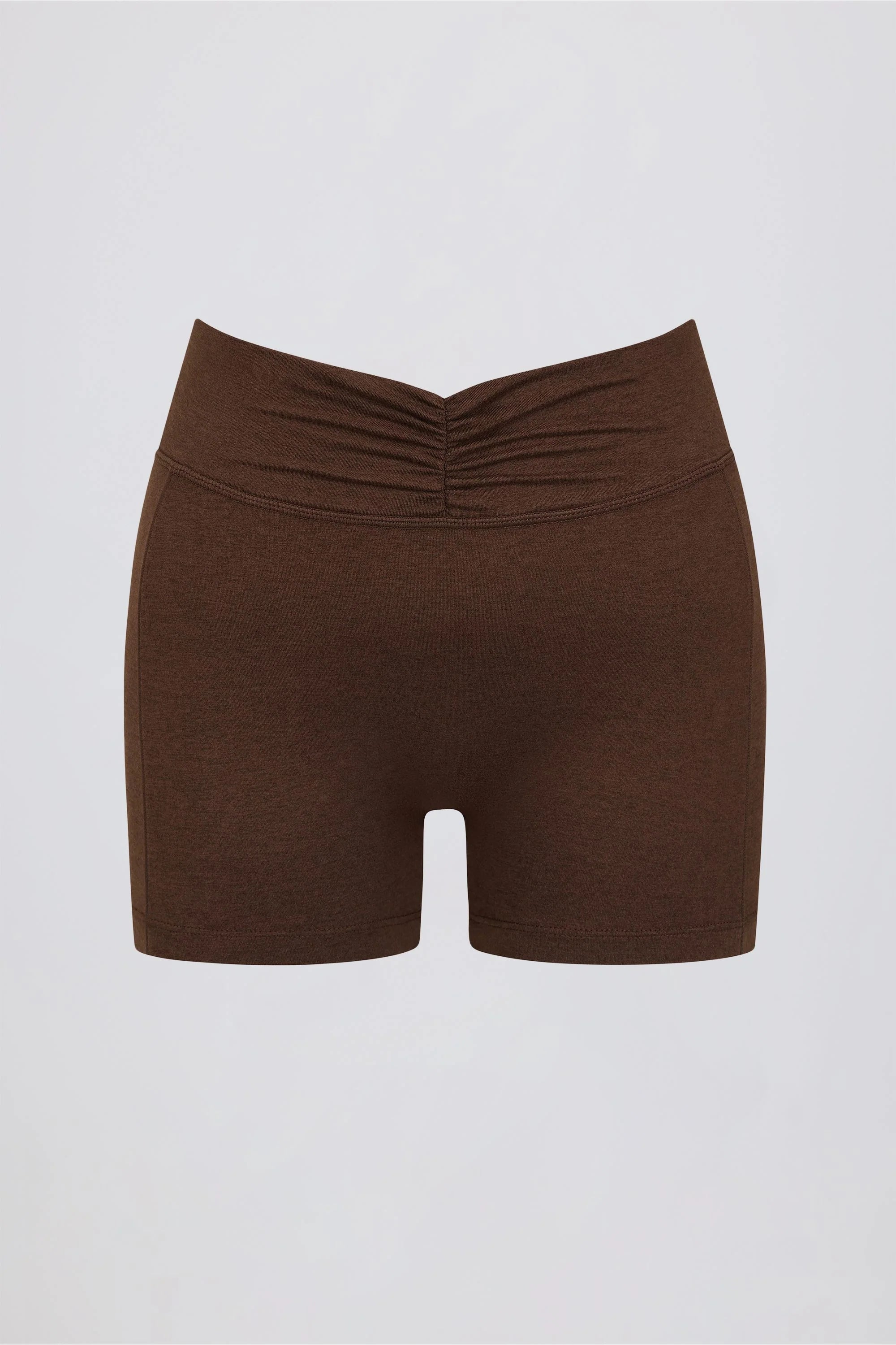Ruched Mini Shorts in Pecan Marl