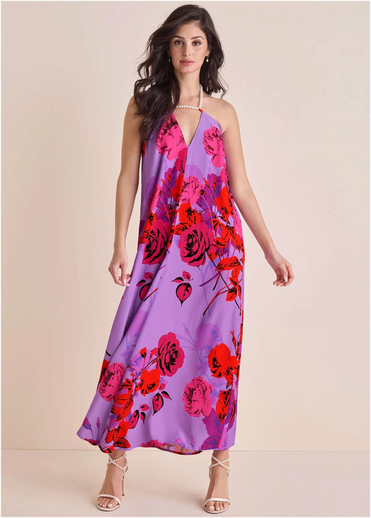 Beaded Halter Maxi Offset Sensual Bouquet