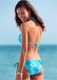 Miami Tie Side Moderate Bottom Aqua Floral Vine