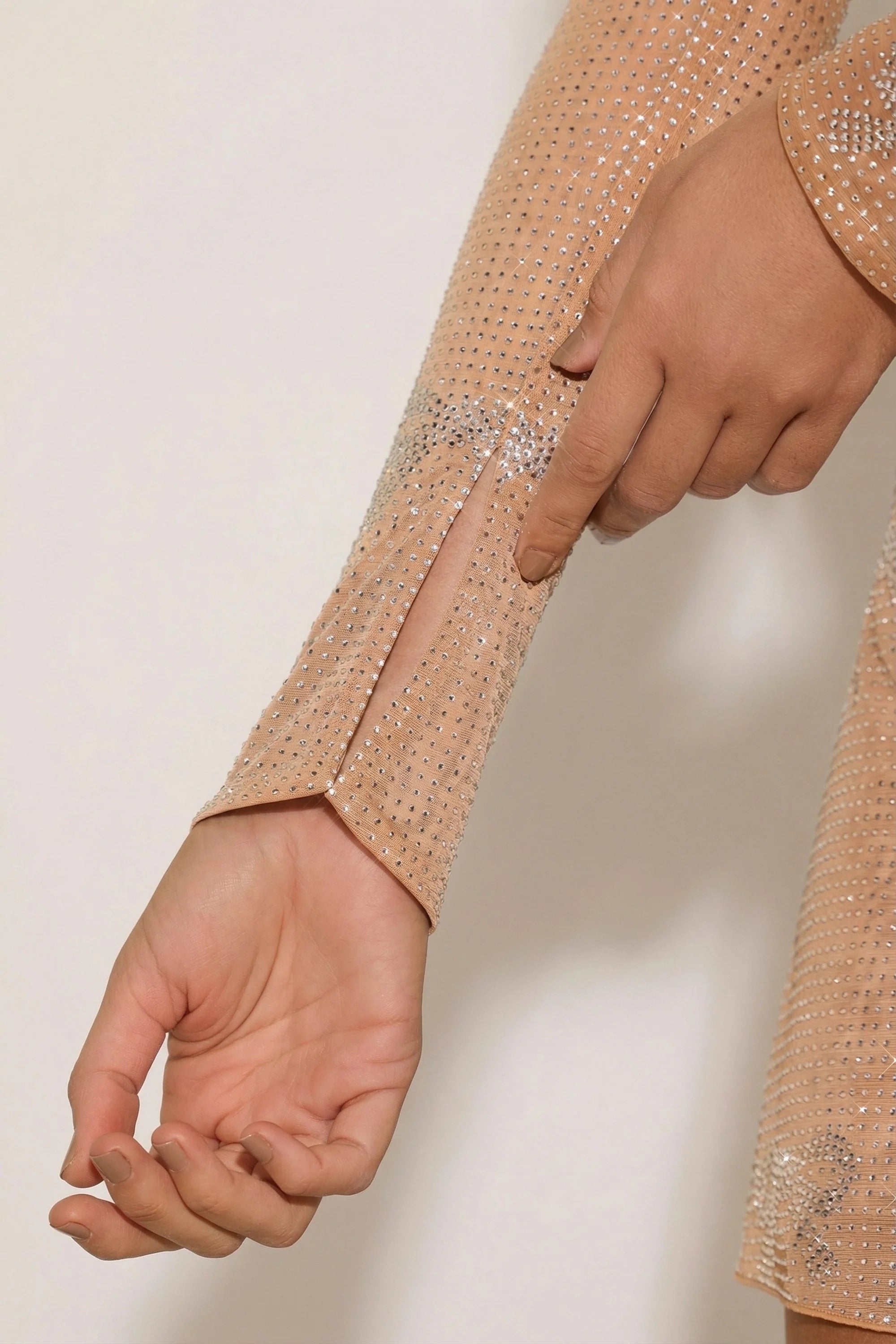Embellished Bow Detail Top in Almond
