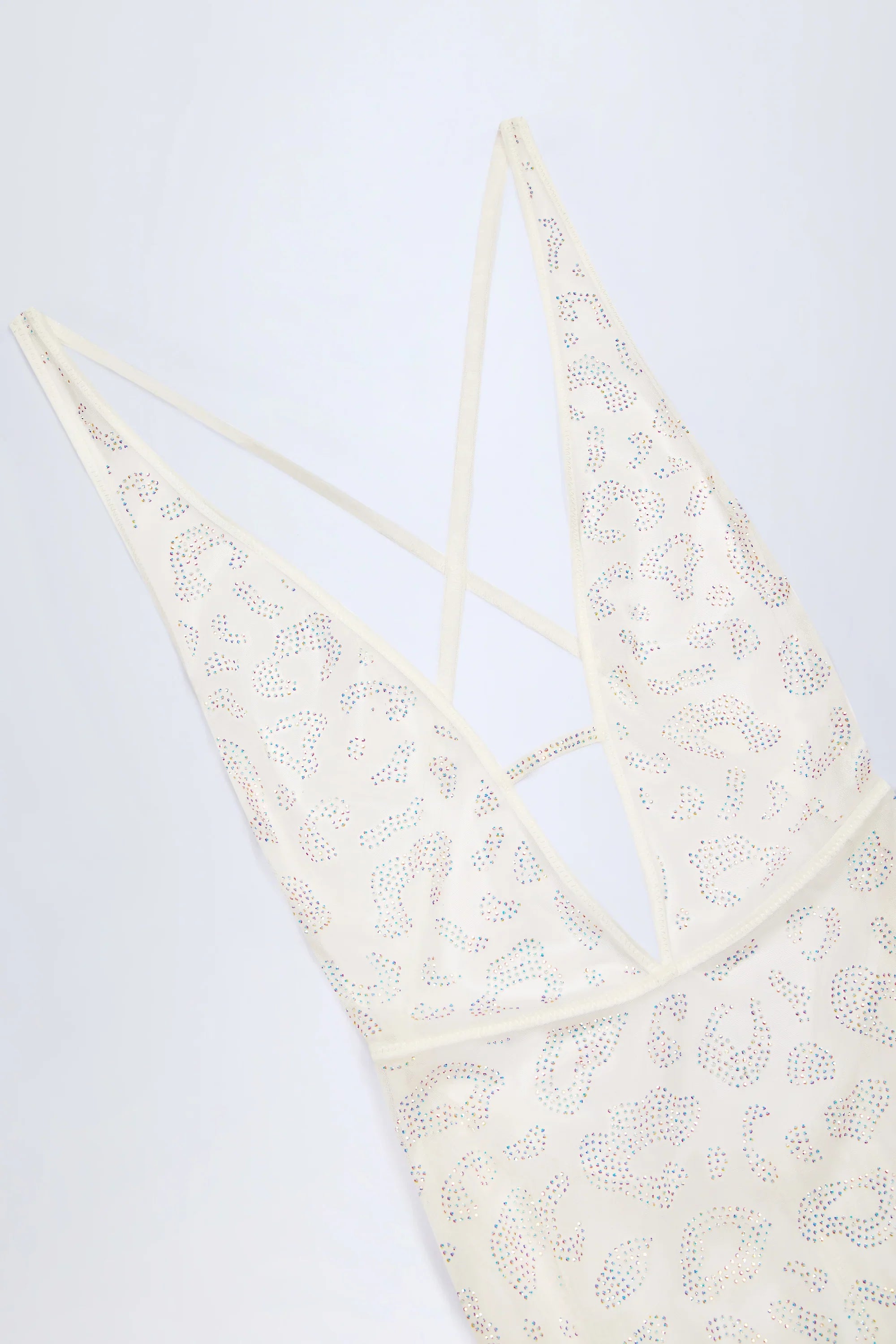 Embellished Backless Maxi Dress in White