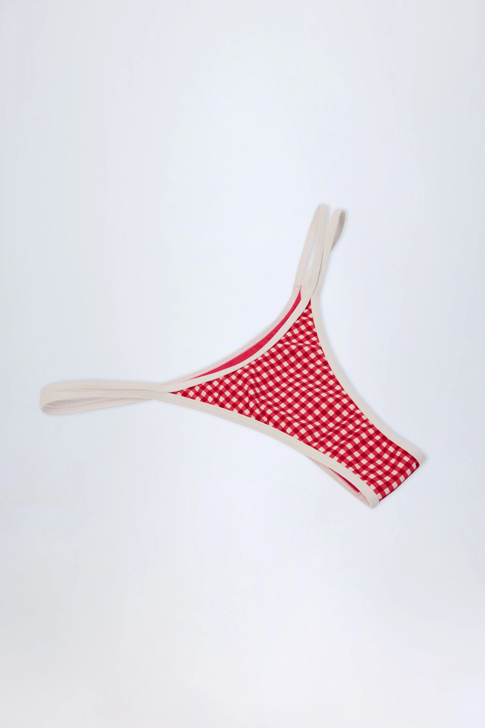 Double Strap Cheeky Bikini Bottoms in Red Gingham
