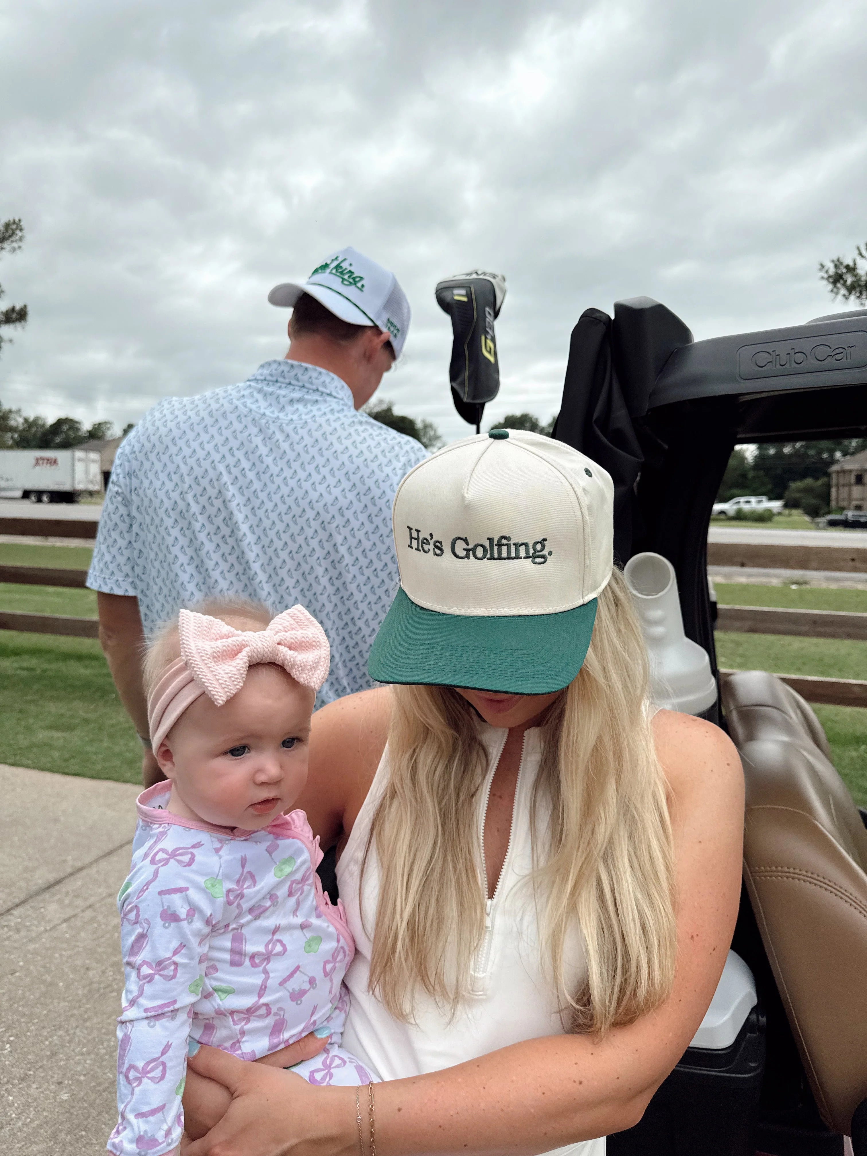 KenzKustomz Green Vintage Trucker Hat Hes Golfing