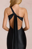 Asymmetric Tie Back Gown in Black