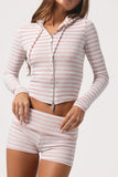 Ribbed Jersey Mini Shorts in Pink Stripe