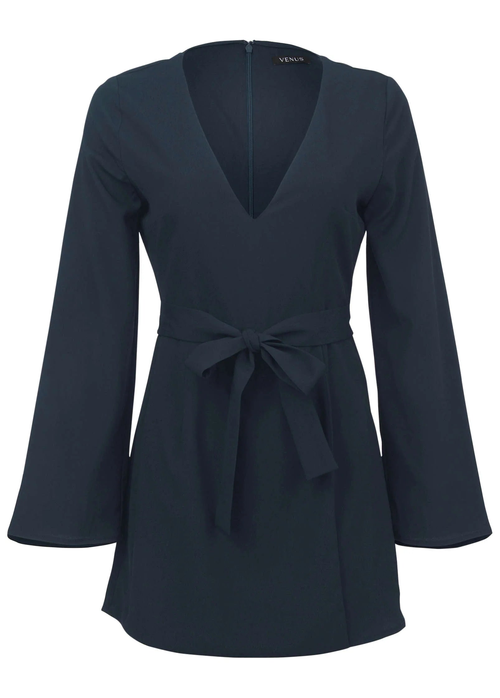 Long Sleeve Skort Romper Navy