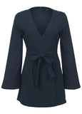 Long Sleeve Skort Romper Navy