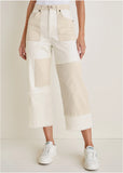Patchwork Wide Leg Jean Whisper White Turtledove Combo