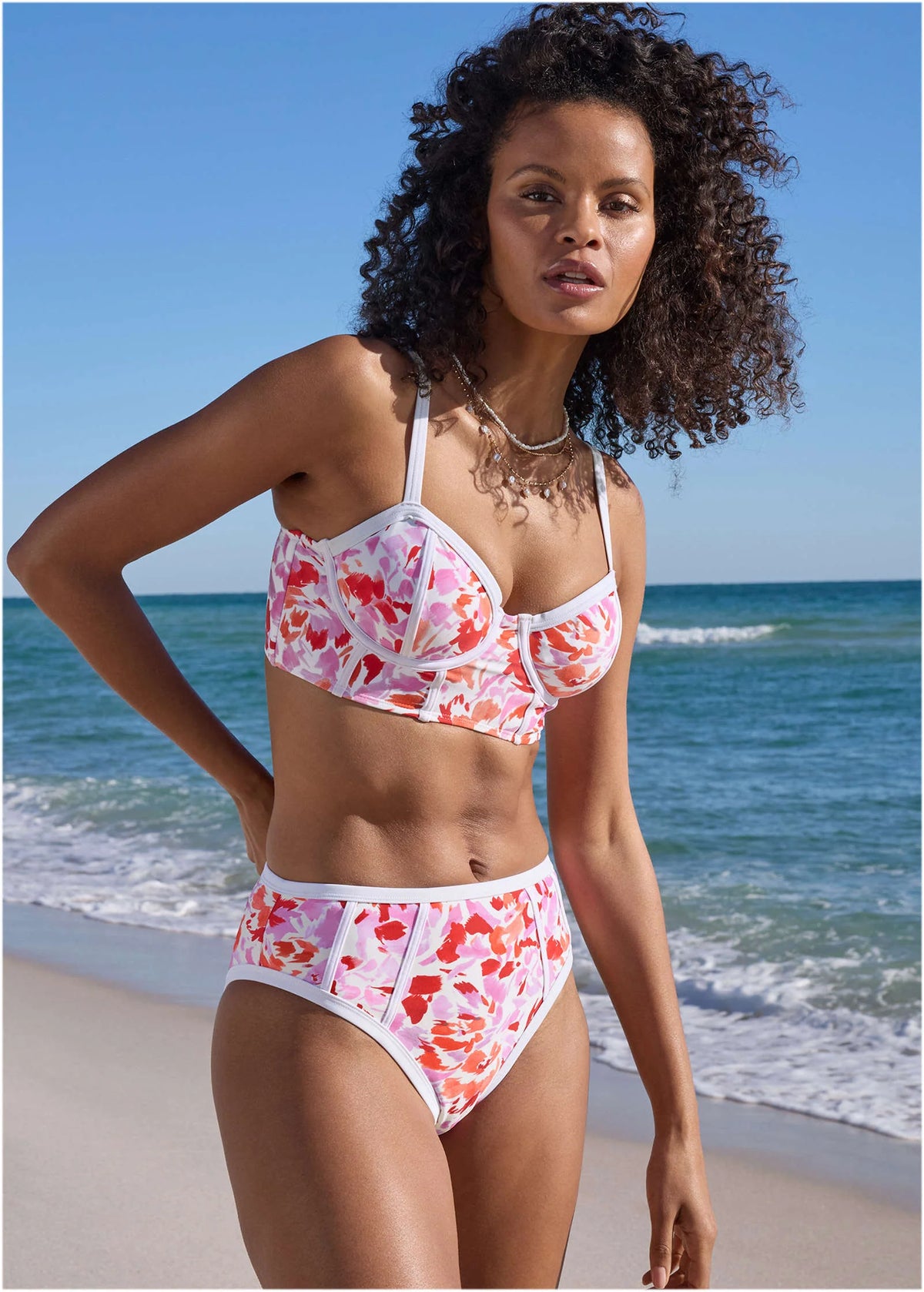 Seam Detail Tahiti Midi Bottom Feathered Blooms