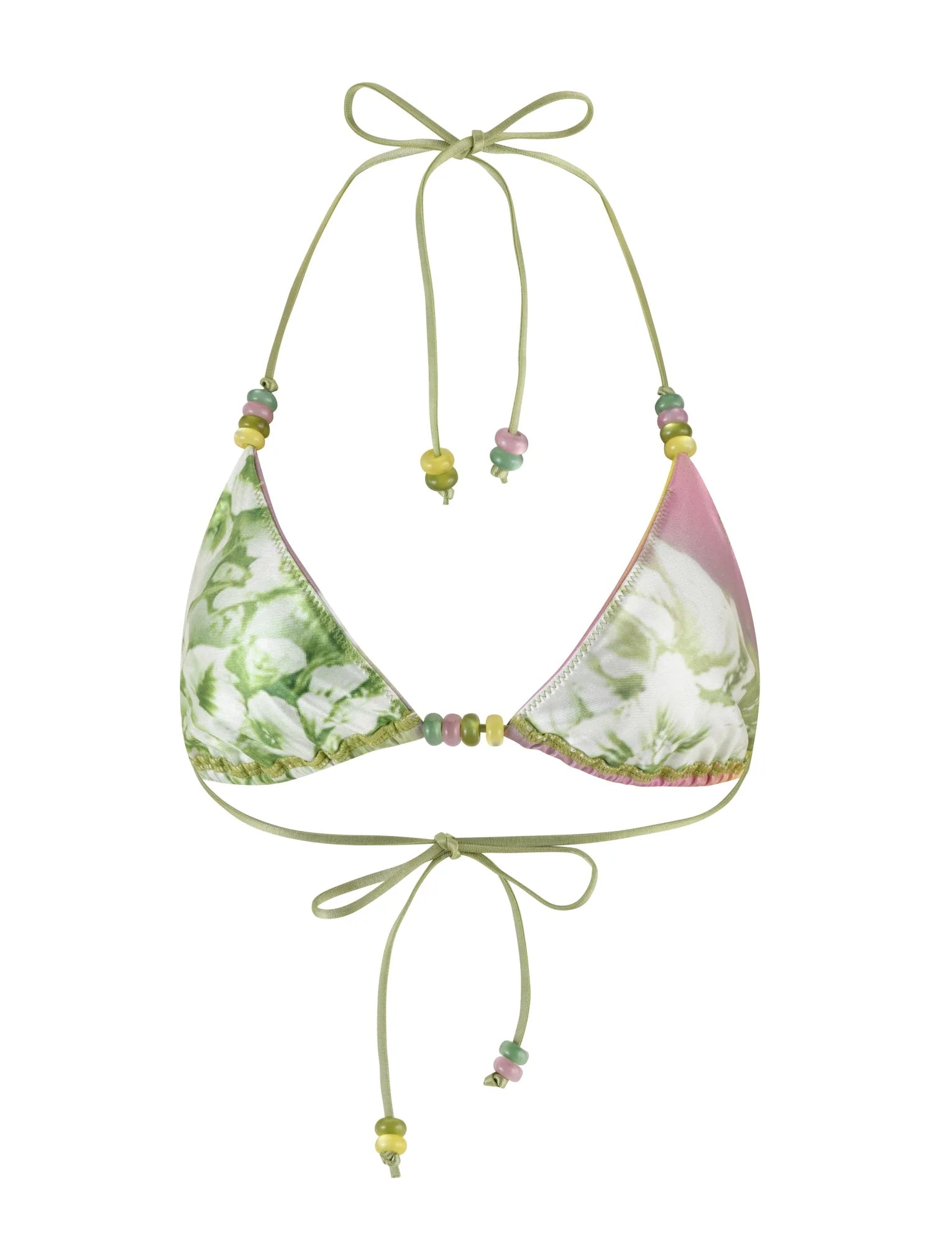 FINLEA BIKINI TOP GREEN FLORAL STRIPE