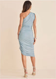 Glitter Knit Midi Dress Blue Metallic