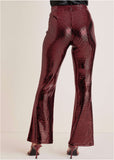 Sequin Flare Leg Pants Red Black