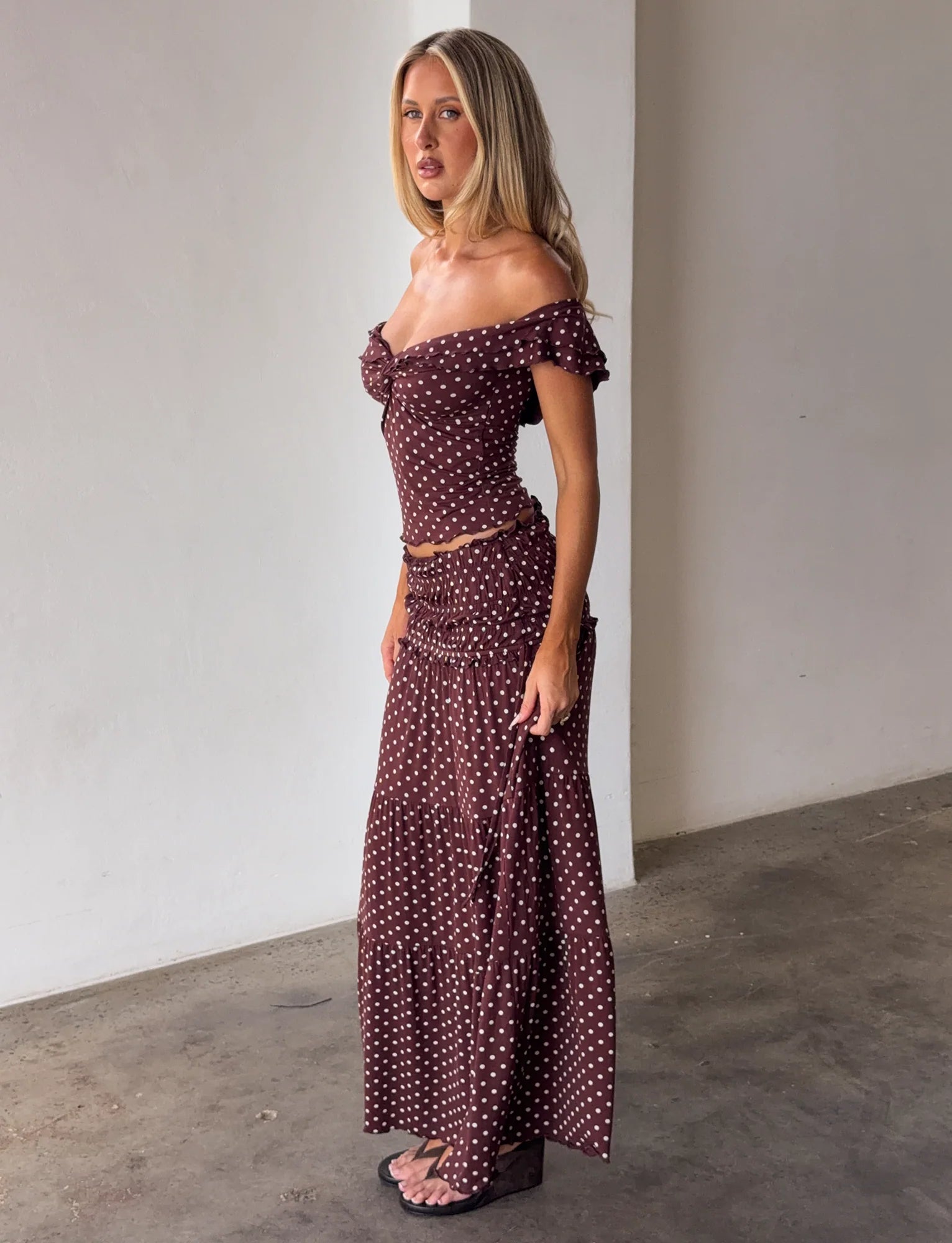 DENALI MAXI SKIRT BROWN DOT