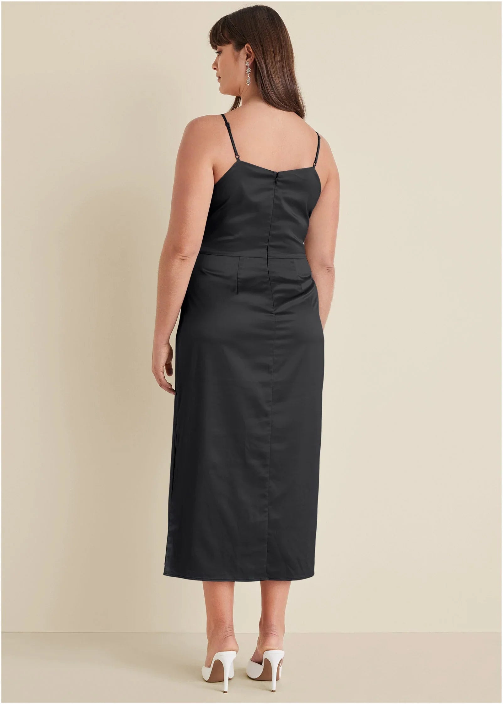 Cowl Neck Slip Dress Jet Black