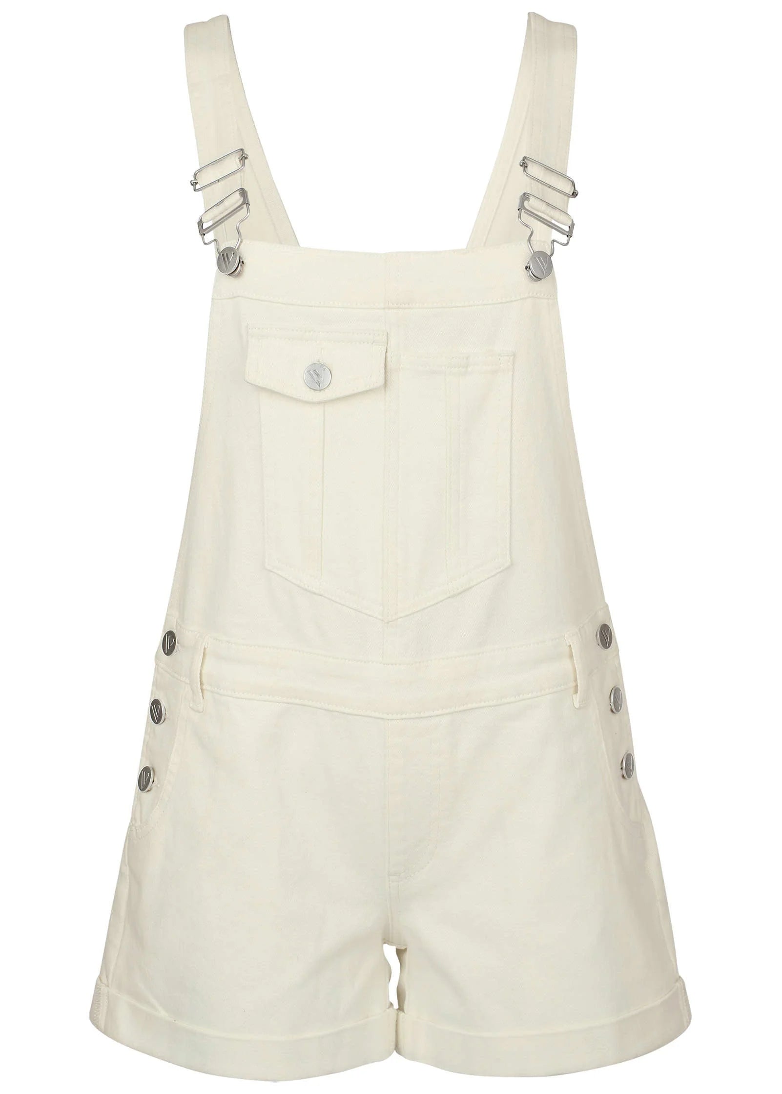 V Back Denim Overalls White Denim