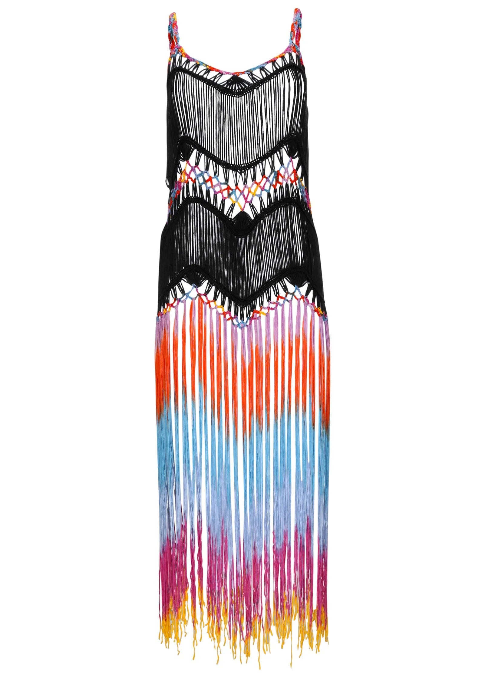 Maxi Crochet Cover Up Dress Black Multi