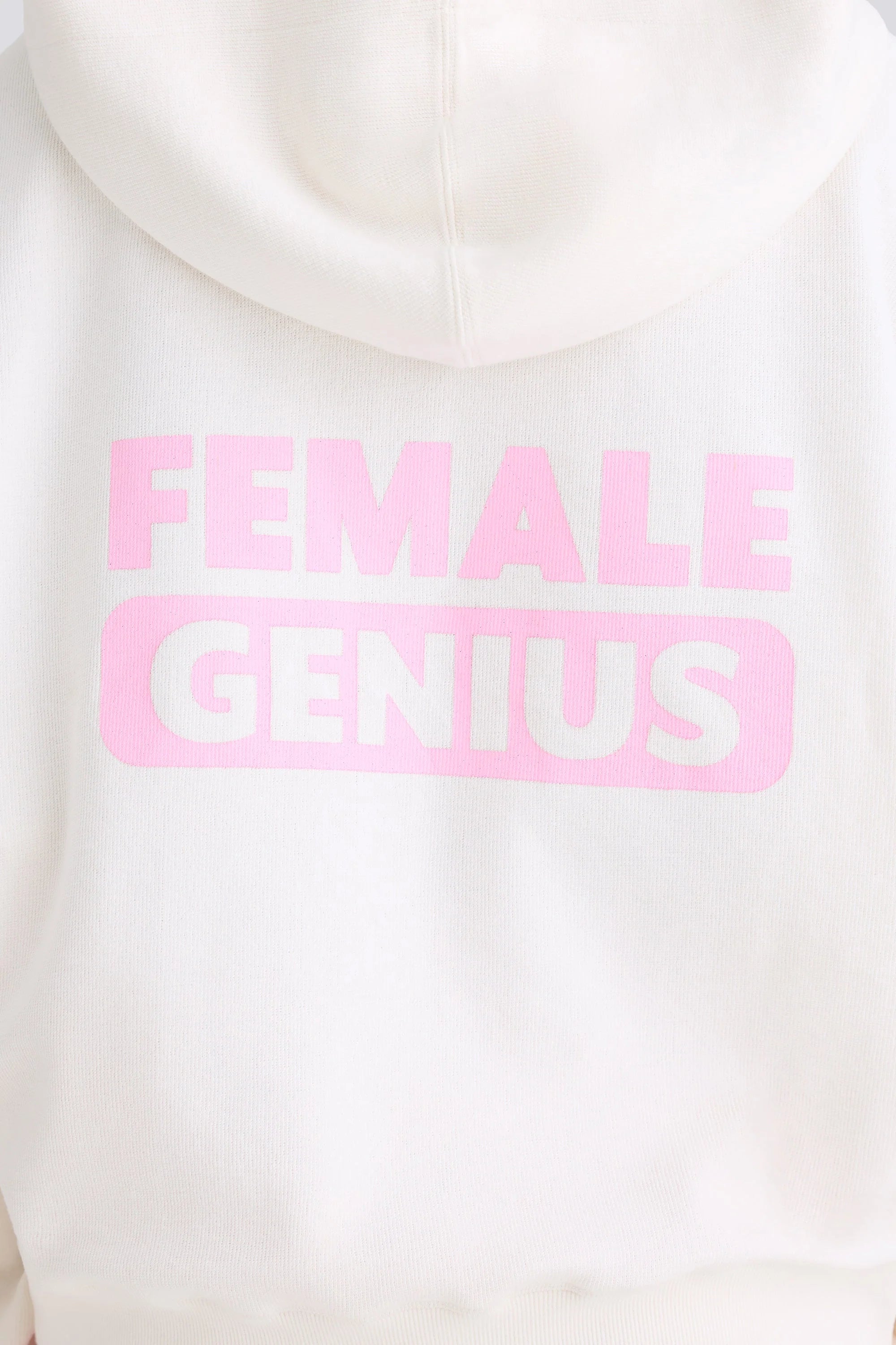 Textured Cotton Jersey Graphic Print Hoodie in White