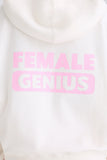 Textured Cotton Jersey Graphic Print Hoodie in White