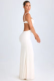 Ruffle Appliqué Cut Out Maxi Dress in White