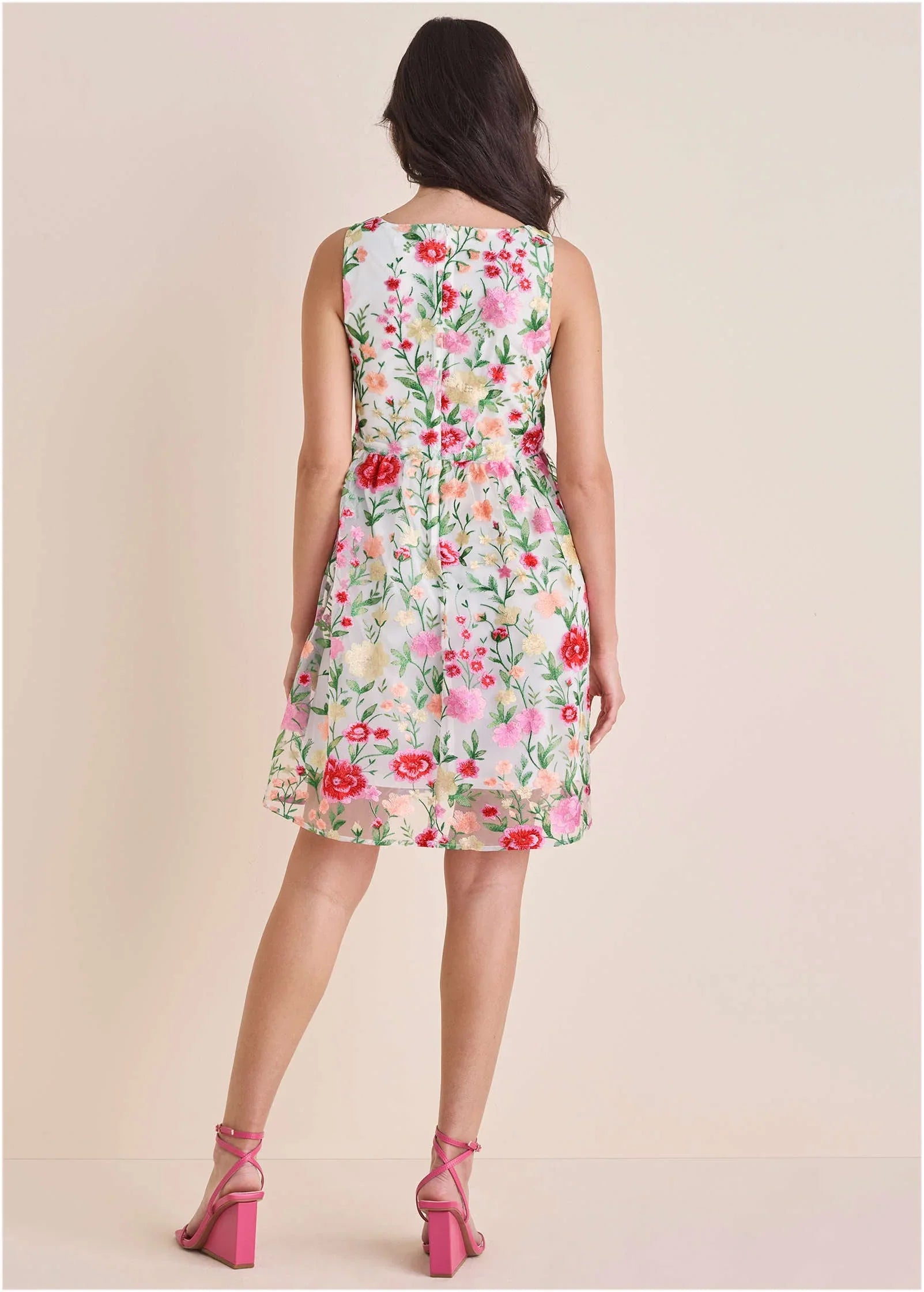 Embroidered Babydoll Mini White Multi